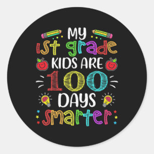 Sticker Rond Enseignant de 1re année 100 jours Smarter 100e jou