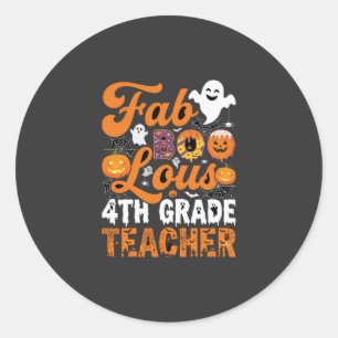Sticker Rond Enseignant de 4e année Fab-BOO-Lous Halloween