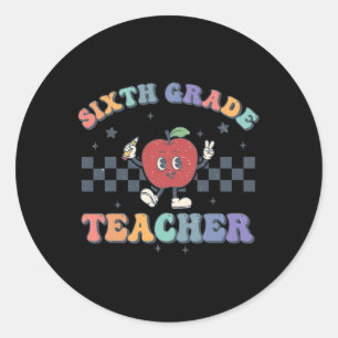 Sticker Rond Enseignant de 6e année Byck To School Team 6e anné