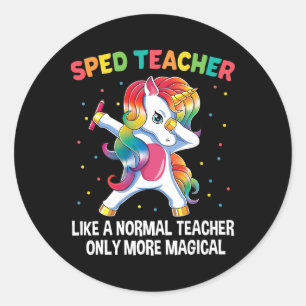 Sticker Rond Enseignant De L'Éducation Spéciale Dabbing Unicorn