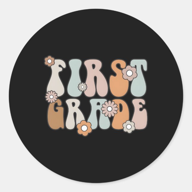 Sticker Rond Enseignant De Première Année Boho Flower Retour À  (Devant)