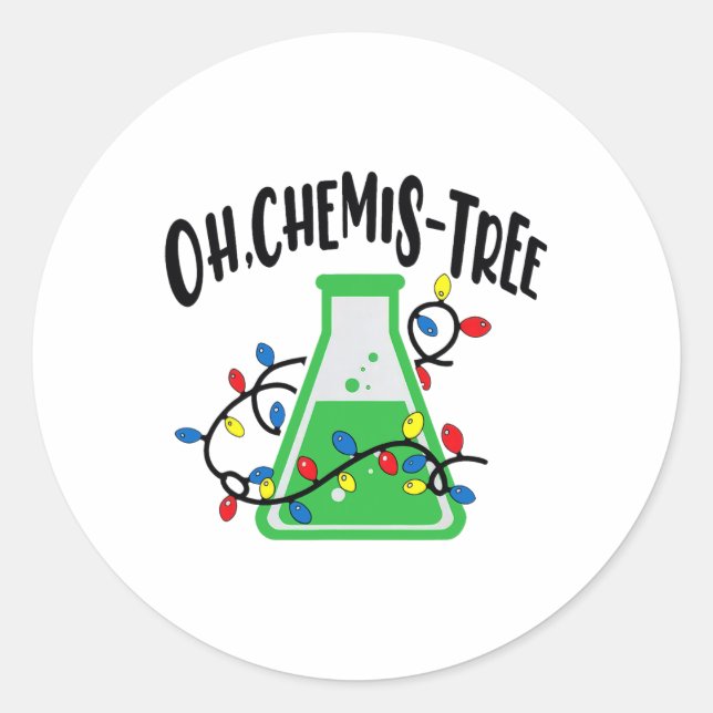 Sticker Rond Enseignant de science amusant Oh Chemistree Chri (Devant)