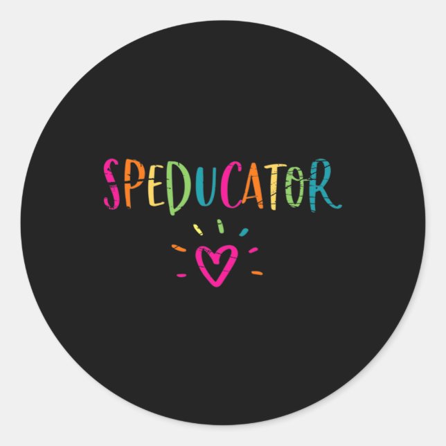 Sticker Rond Enseignant de vitesse - Speducator Coeur (Devant)