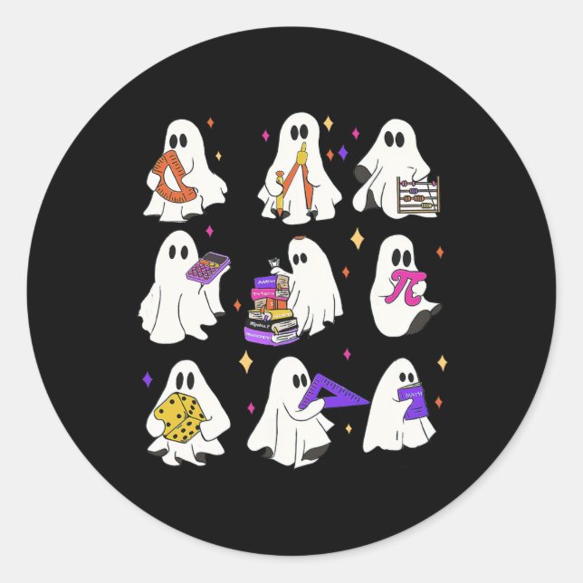 Sticker Rond Enseignant des mathématiques d'Halloween (Devant)