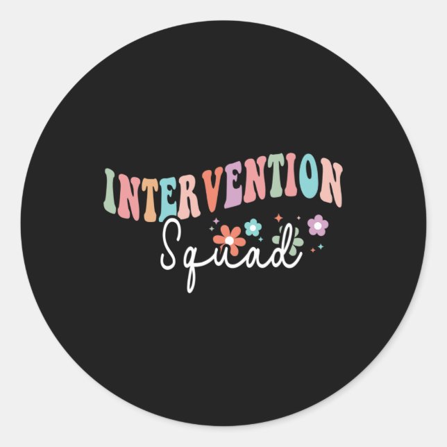 Sticker Rond Enseignant D'Intervention De L'Équipe Retourner À  (Devant)