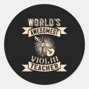 Sticker Rond Enseignant du violon le plus astucieux au monde
