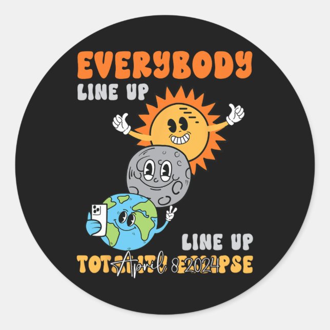 Sticker Rond Enseignant Éclipse Solaire Avril 8 2024 Drôle Mign (Devant)