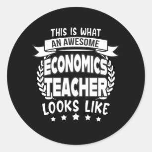 Sticker Rond Enseignant en économie amusant