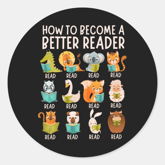 Sticker Rond Enseignant en lecture Comment devenir un meilleur  (Devant)