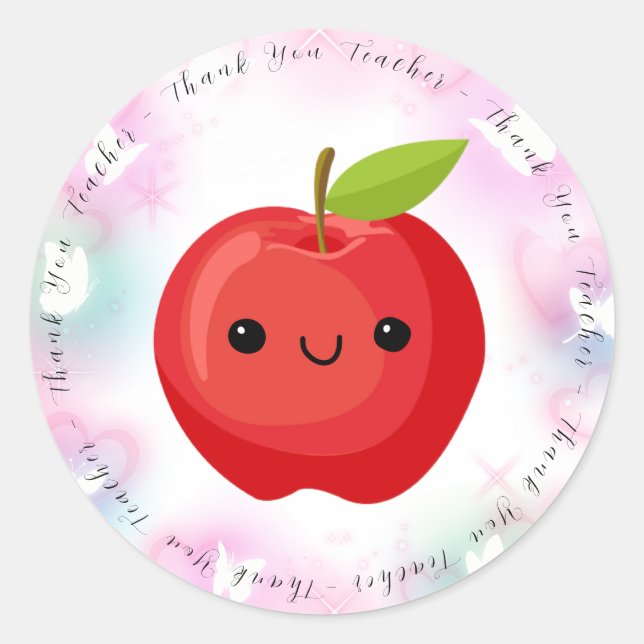 Sticker Rond Enseignant en Merci de papillon Holographique Pomm (Devant)