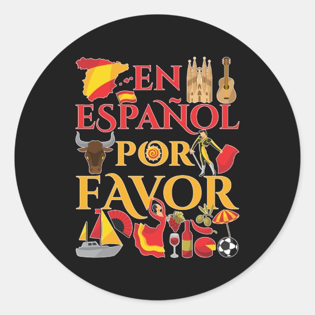 Sticker Rond Enseignant Espagnol En Espanol Por Favoriser (Devant)