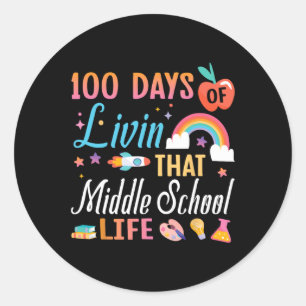 Sticker Rond Enseignant Étudiant 100 Jours De Vie’ Ce Moyen-Sch
