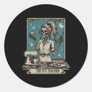 Sticker Rond Enseignant Fcs squelette Halloween famille et cons