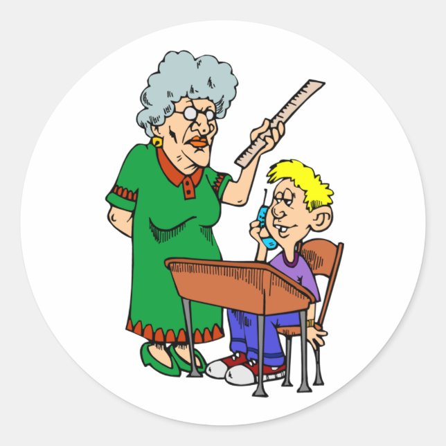 Sticker Rond Enseignant moyen (Devant)