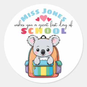 Sticker Rond enseignant premier jour de la rentrée classe bienv