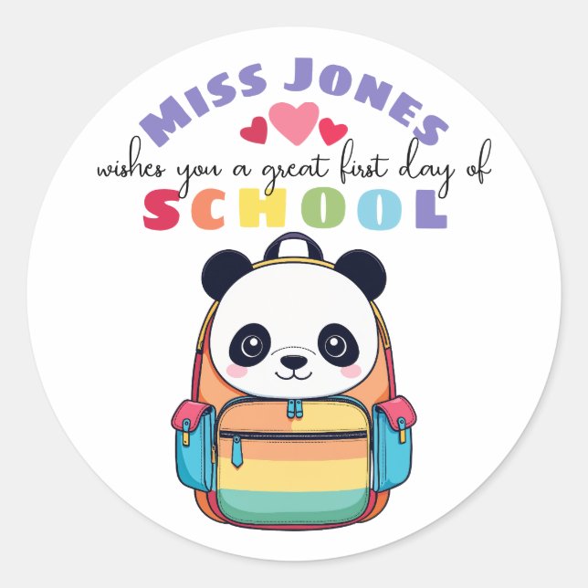 Sticker Rond enseignant premier jour de la rentrée classe bienv (Devant)