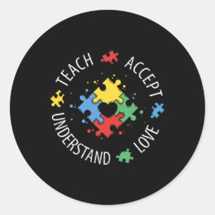 Sticker Rond Enseignant sensibilisation sur l'autisme Accepter