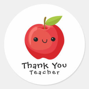 Sticker Rond Enseignant simple de Merci de pomme rouge