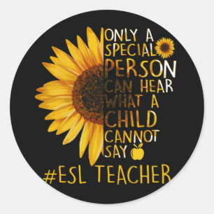 Sticker Rond Enseignant spécial Tournesol ESL