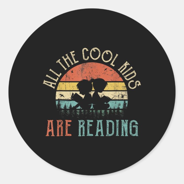 Sticker Rond Enseignant - Tous Les Enfants Cool Lisent Livre Vi (Devant)