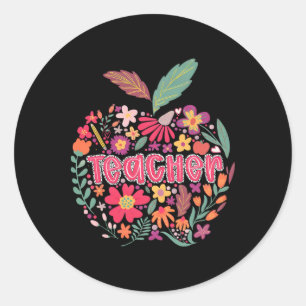 Sticker Rond Enseignant Wildflower Heureux Premier Jour De Rent