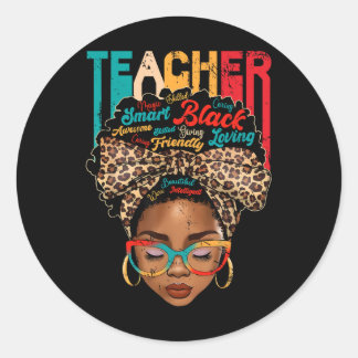 Sticker Rond Enseignante noire Afro Smart African American Lo
