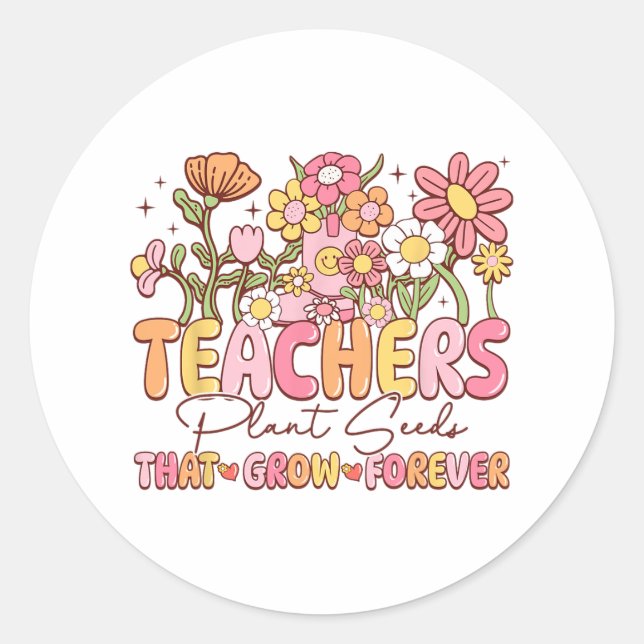 Sticker Rond Enseignants Graines Plantes qui augmentent pour Va (Devant)