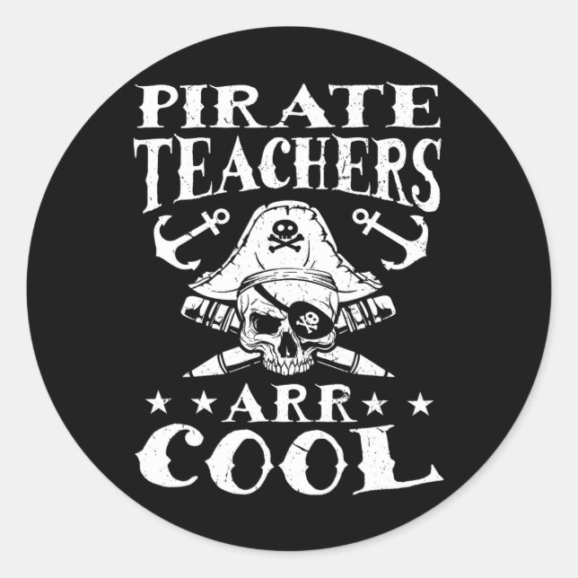 Sticker Rond Enseignants Pirates Arr Cool - Halloween Enseigner (Devant)