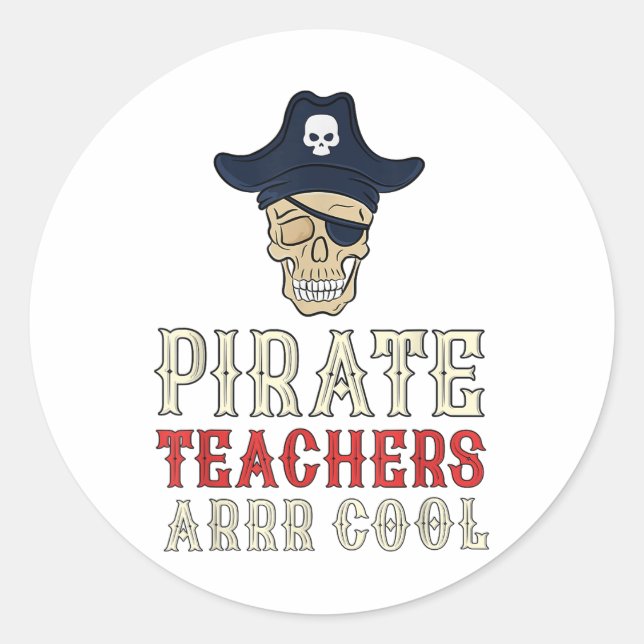 Sticker Rond Enseignants Pirates Arr Cool _ Parler Comme Une Jo (Devant)