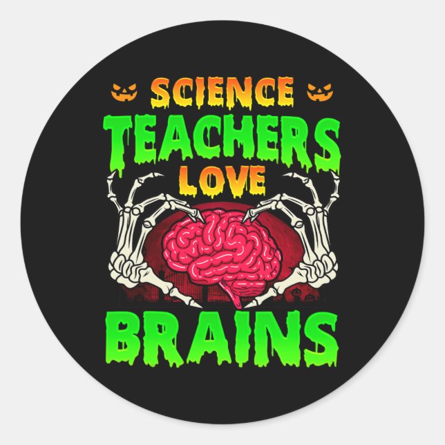Sticker Rond Enseignants scientifiques Aimer les cerveaux Squel (Devant)