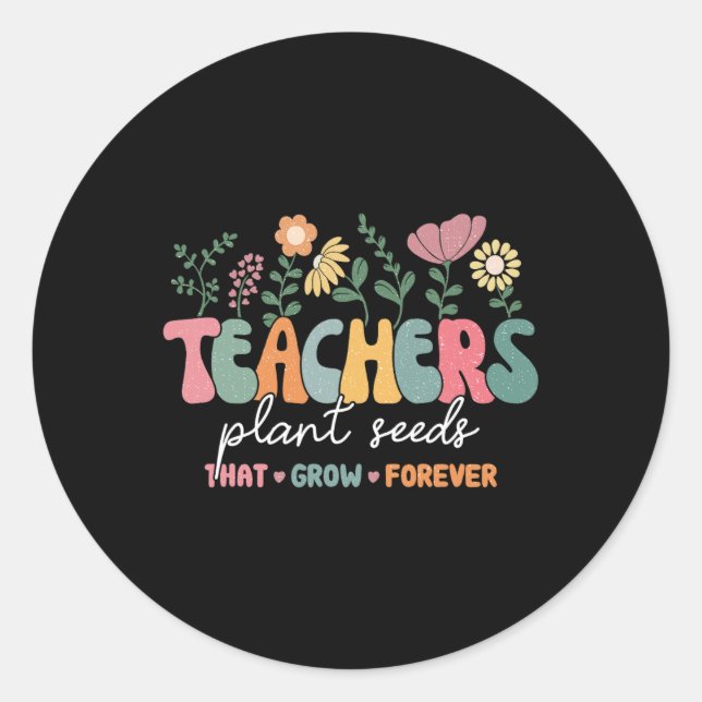 Sticker Rond Enseignants super Semences Plantes qui grandissent (Devant)