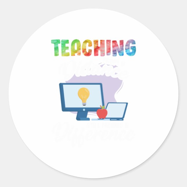 Sticker Rond Enseignement À Distance Toujours Faire Un Diff (Devant)