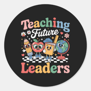 Sticker Rond Enseignement Rétro Dirigeants Futurs Amusant Rentr