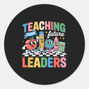 Sticker Rond Enseignement Rétro Dirigeants Futurs Amusant Retou