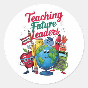 Sticker Rond Enseignement Rétro Dirigeants Futurs Enseignant Éc