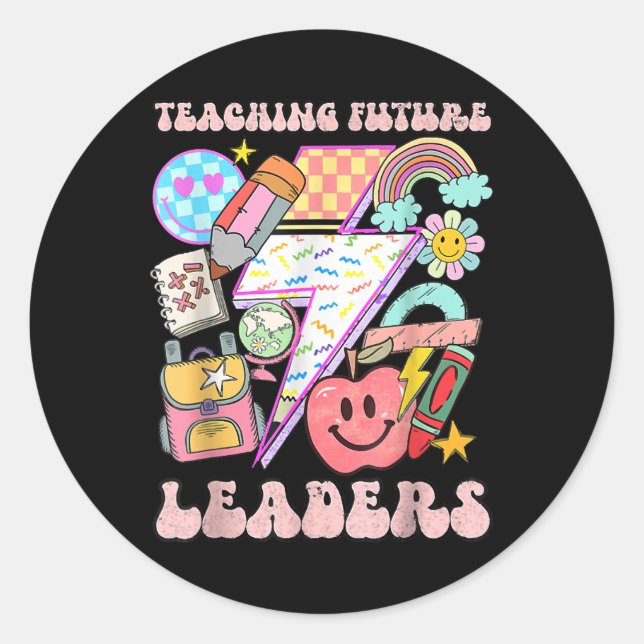 Sticker Rond Enseignement Rétro Dirigeants Futurs Prof Cool Dos (Devant)