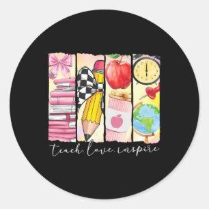 Sticker Rond Enseigner Amour Inspirer Enseignant Premier Jour D