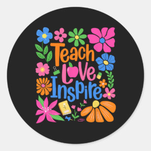 Sticker Rond Enseigner Amour Inspirer Fleur Professeur Premier 