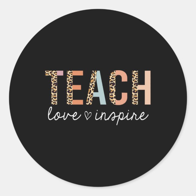 Sticker Rond Enseigner Amour Inspirer Léopard Ck À l'École Mign (Devant)