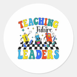 Sticker Rond Enseigner aux futurs leaders Groovy Teacher Ck à l