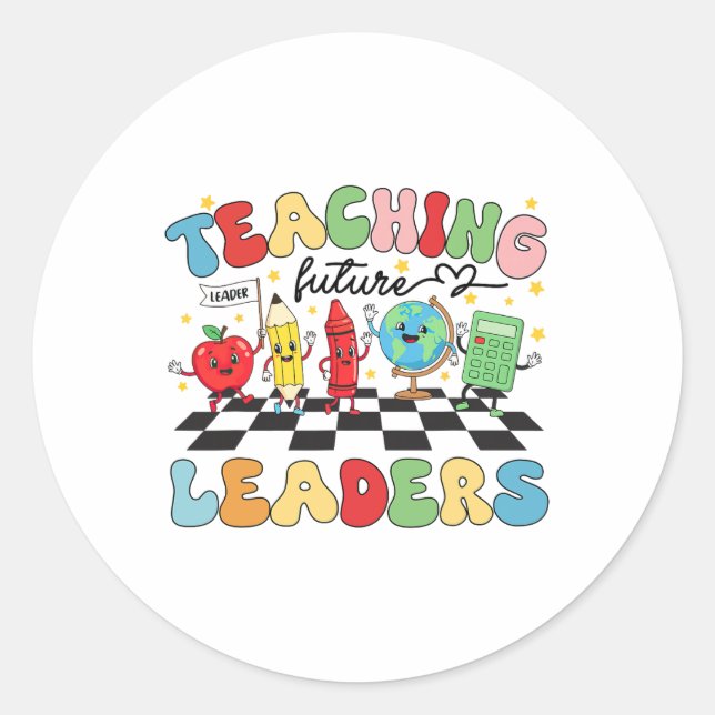 Sticker Rond Enseigner aux futurs leaders Prof cool retour à l' (Devant)