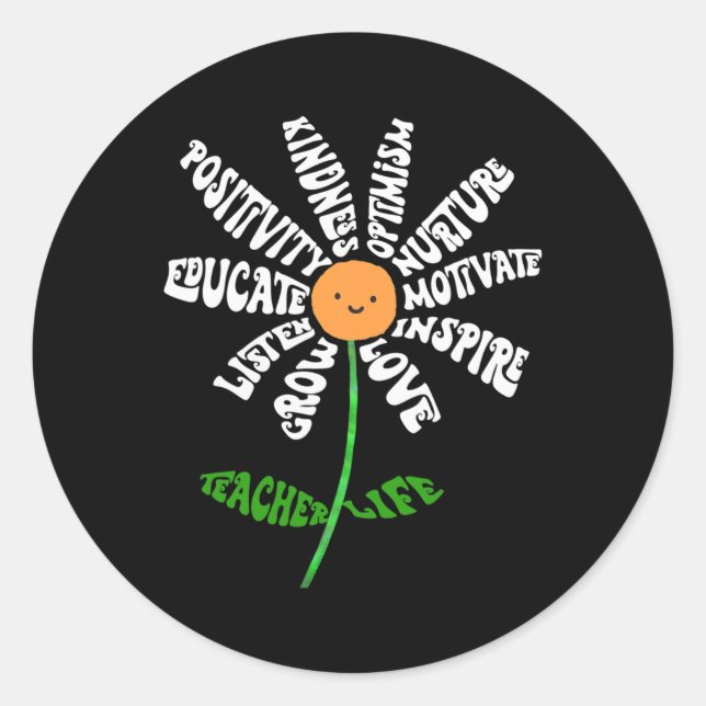 Sticker Rond Enseigner l'amour Inspirer enseignants Fleur Inspi (Devant)