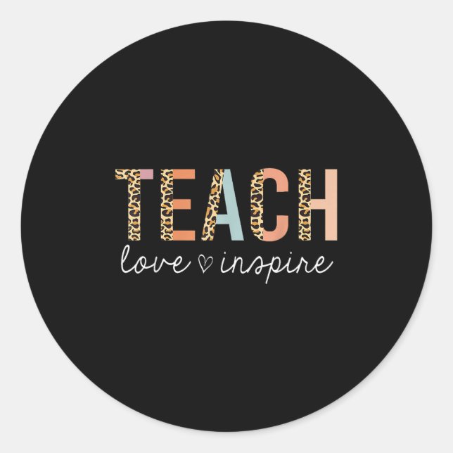 Sticker Rond Enseigner L'Amour Inspirer Leopard Retour À L'Écol (Devant)