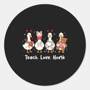 Sticker Rond Enseigner l'amour klaxon oie valentin professeur v