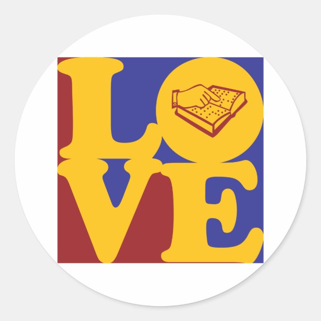 Sticker Rond Enseigner l'amour malvoyant (Devant)