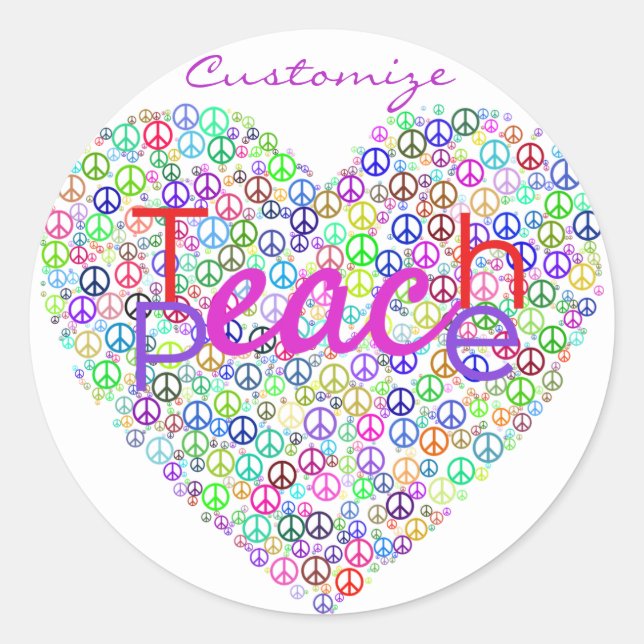 Sticker Rond Enseigner le coeur de la paix Thunder_Cove (Devant)