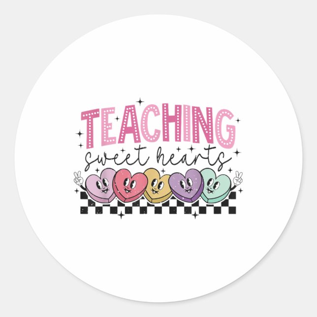 Sticker Rond Enseigner les amoureux Candy Coeur Enseignant Vale (Devant)