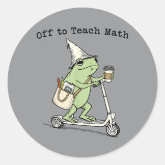 Sticker Rond Enseigner les maths au professeur grenouille drôle