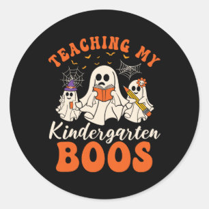 Sticker Rond Enseigner Ma Maternelle Boos Retro Ghost Hallowee