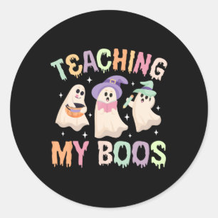 Sticker Rond Enseigner mes livres Enseignant Éffrayant Hallowee